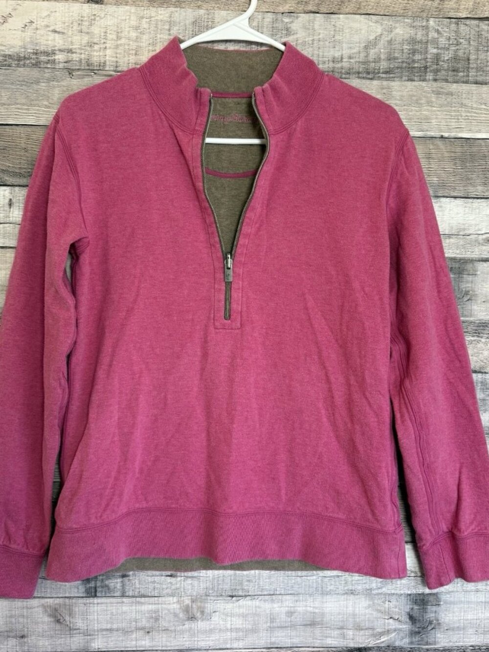 Tommy Bahama Reversible 1/4 Zip Mock Neck Jacket Pink/Brown Womens Size Small
